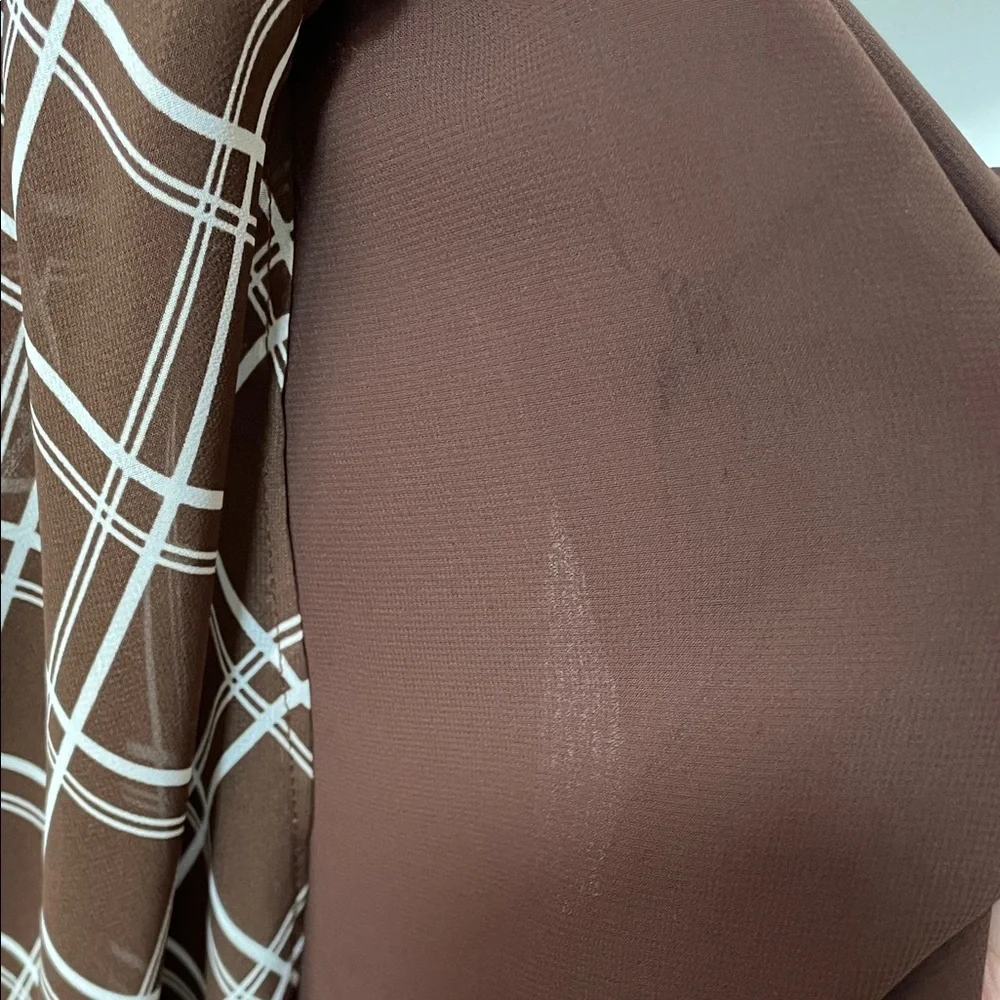 Vintage VIII Mantero 2in1 made in Italy Brown & White Checkered Maxi Dress Y2K - Picture 9 of 17
